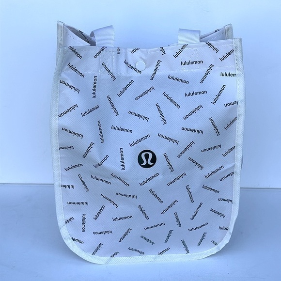 Lululemon Small Tote Bag White/Green  Reusable Small Bag Handles Pouch - Picture 1 of 9